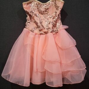 Strapless Pink Sequin Party Dress